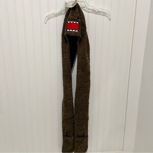 Domo Kun Angry Face Snood Beanie Hat with attached Scarves and Gloves New